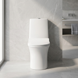 Inodoro de una pieza de cerámica vitrificada con descarga ciclónica, doble descarga, ecológico, moderno e inteligente. - Product Image 1