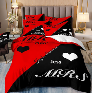 शादी के बेड ने मजेदार प्रिंटिंग बिस्तर सेट किया सॉफ्ट पॉलिएस्टर डवेट कवर सेट-3 पीसी - Product Image 2