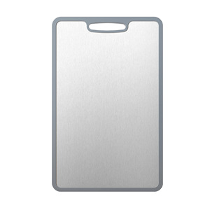 Planche à découper en acier inoxydable rectangulaire de qualité 304 avec bord en silicone TPE antidérapant, compatible lave-vaisselle, pour la cuisine à domicile - Product Image 1