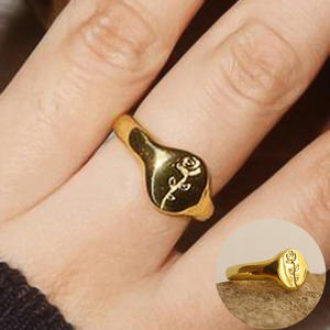 Anillo de Oro Sólido de 18K T0852 con Patrón de Flor, Joyería Fina Clásica Unisex para Uso Diario - Product Image 5