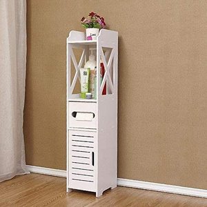 Rangement De salle De bain Au Sol Armoire Étanche Blanc Robuste Meubles De Salle De Bain <span class=keywords><strong>Toilette</strong></span> Étagère Salle De Bain Organisateur Armoire haute - Product Image 1