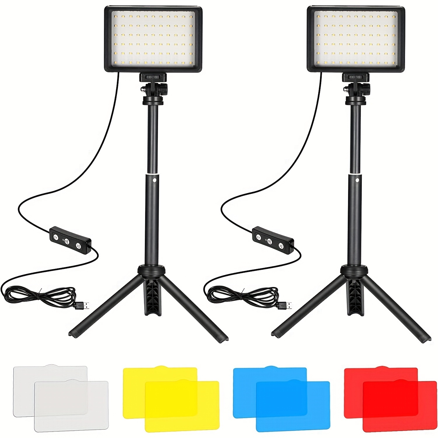 Neewer Light Andoer Kit D'éclairage De Vidéoconférence USB Avec Lumières Vidéo LED 5600K Dimmable Trépieds De Bureau Adaptateur De Montage Rotatif à 180 Degrees Filtres De Couleur Lumiere Photo