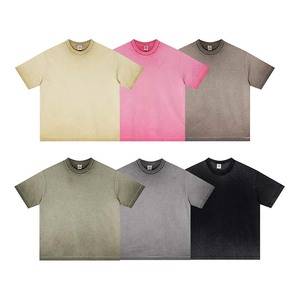 Magliette da <span class=keywords><strong>donna</strong></span> in cotone Vintage da <span class=keywords><strong>donna</strong></span> lavate in pietra lavata con taglio acido personalizzato Slim Fit oversize - Product Image 1