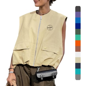 เสื้อแขนกุดทำงานทรงหลวมแบบคลาสสิกสำหรับผู้หญิงเสื้อมีกระเป๋าแบบมีซิปมีกระเป๋าเสื้อกั๊กคอจีบเย็บริมแบบคลาสสิกใหม่ฤดูใบไม้ผลิออกแบบได้ตามต้องการ - Product Image 1