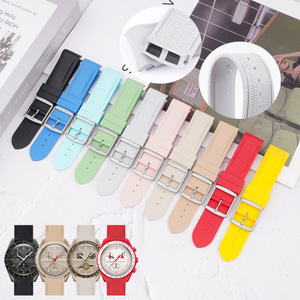 Bracelet de montre en caoutchouc coloré 20 mm pour <span class=keywords><strong>femme</strong></span>, extrémités courbées, compatible Omega <span class=keywords><strong>Swatch</strong></span> Joint Moonswatch Orologio - Product Image 1