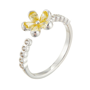 Flower <b>Open</b> <b>Ring</b> Adjustable Band Micro Pave Zircon Index Finger <b>Ring</b> Daily Wear Jewelry - Product Image 5