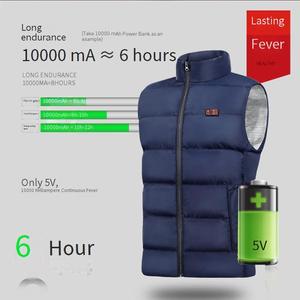 Gilet chauffant unisexe à neuf zones Contrôle de température à trois niveaux 65C Blouson aviateur universel USB en fibre composite imprimé - Product Image 3