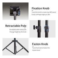 Trípode Estable para Proyector con Soporte Adicional para Teléfono, Soporte de Piso para Laptop de Metal Resistente, Altura Ajustable para Escenario/DJ