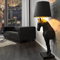 Lampadaire Sculpture Cheval Demi-Corps en Fibre de Verre, Décoration Artisanale Nordique pour Villa, Hall d'Hôtel, Art Décoratif, Mobilier d'Intérieur