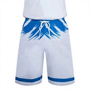 Conjunto de Camiseta de Baloncesto Sublimada Azul y Blanca para Hombre, Transpirable, 100% Poliéster, Cuello en V, Sin Mangas, con Pantalones Cortos con Cordón para Absorber la Humedad - Product Image 6