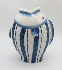 Jarrón de Cerámica con Diseño de <span class=keywords><strong>Sardinas</strong></span> <span class=keywords><strong>Ahumadas</strong></span> de Monterey Bay, Adorno Decorativo para el Hogar, Recipiente de Porcelana Blanca para Decoración de Estantes y Mesas - Product Image 4