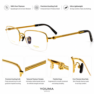 <span class=keywords><strong>YOUMA</strong></span> SPACE Maßgefertigter Natürlicher Büffelhorn-Titan Anti-Blaulicht Umweltfreundlicher Leichtgewichtiger Quadratischer Halbrandloser Optischer Rahmen - Product Image 3