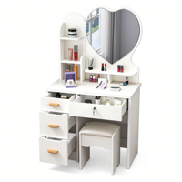 Coiffeuse de maquillage moderne et simple avec miroir cœur, direct usine, OEM, prix bas, faible MOQ