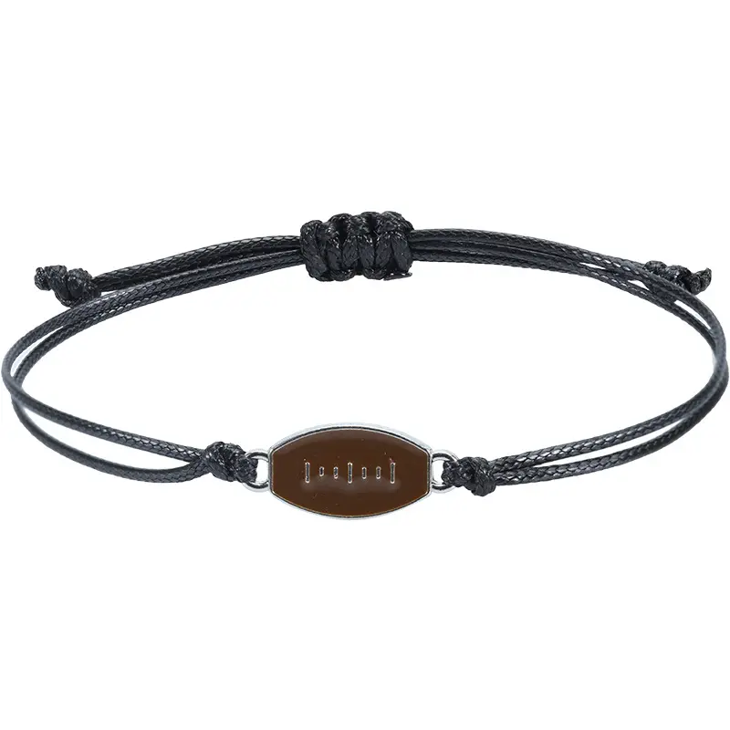 2024 New Arrival Hand-woven Alloy Baseball Soccer Basketball Rugby Bracelet Adjustable Team Sport Bracelet