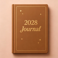Carnet de notes A5 à couverture rigide 2028, agenda quotidien personnalisé marron, papeterie, cadeau