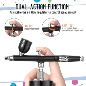 Ensemble d'aérographes électriques avec pompe à air, rechargeable par USB, alimentation par gravité, vitesse réglable, pour travaux d'art, peinture de modèles - Product Image 2