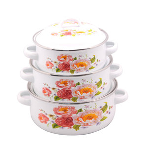 Ensemble de batterie de cuisine <span class=keywords><strong>en</strong></span> <span class=keywords><strong>fonte</strong></span> antiadhésive personnalisée pré-assaisonnée Four hollandais avec revêtement <span class=keywords><strong>en</strong></span> céramique émaillée Marmites et casserole - Product Image 1