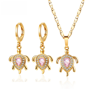 <span class=keywords><strong>Bijoux</strong></span> fantaisie plaqués <span class=keywords><strong>or</strong></span> <span class=keywords><strong>18</strong></span> carats, ensemble de 3 pièces, zircone cubique, collier avec pendentif tortue, ensembles de <span class=keywords><strong>bijoux</strong></span> pour femmes - Product Image 4