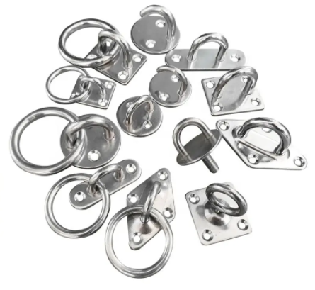 8-Pack Heavy Duty Stainless Steel Wall Hooks - M5 Size 304 Steel Pad Eye Plates For Yoga Swings, Boats & Marine Hardware - View #4