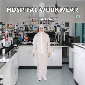 Combinaisons jetables SMS confortables, certifiées <span class=keywords><strong>CE</strong></span> ISO, protection de niveau D, blanches, non-tissées, imperméables, unisexes, meilleur prix - Product Image 3