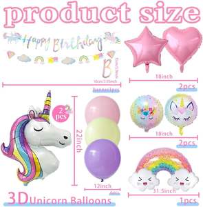 <strong>Unicorn</strong> Balloons Birthday <strong>Party</strong> Decorations for Girls Foil Balloons Set Macaron and Rainbow Balloon <strong>Party</strong> <strong>Supplies</strong> - Product Image 2