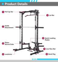 Barre de traction portable multi-positions, rack de musculation solide, machine Smith intégrée, presse à jambes, station d'exercices multifonction