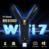 Adaptador WiFi7 de Triple Banda BE6500 USB 3.0, Dongle Inalámbrico sin Controlador, Adaptador de Red USB para Laptop y Notebook