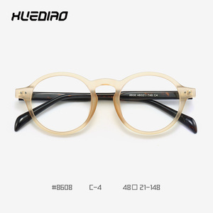 XUEDIAO, venta al por mayor, montura de gafas redondas <span class=keywords><strong>Retro</strong></span>, gafas ópticas oftálmicas Unisex, gafas con remaches, gafas pequeñas TR90 de acetato - Product Image 1