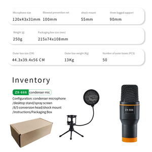 Micrófono de condensador de escritorio USB <span class=keywords><strong>con</strong></span> soporte de trípode Micrófono de transmisión de grabación de estudio <span class=keywords><strong>para</strong></span> <span class=keywords><strong>PC</strong></span> Computadora Mac ABS Cardioide <span class=keywords><strong>con</strong></span> cable - Product Image 5