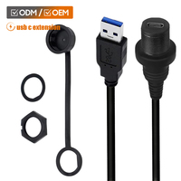 Cable USB-A a Tipo-C 3.0 Hembra para Coche, Yate, Motocicleta, Panel de Control Integrado, Impermeable
