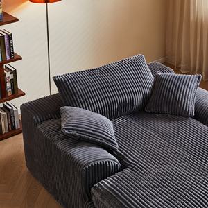 Sofá sin hueso comprimido al vacío de gran tamaño, sofá cama doble de pana modular moderno, naranja - Product Image 6