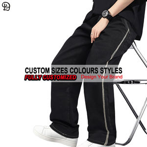 Jeans baggy vintage personnalisés pour <span class=keywords><strong>homme</strong></span>, coupe ample, denim hip-hop, pantalon décontracté streetwear, pantalon large avec bande latérale - Product Image 5