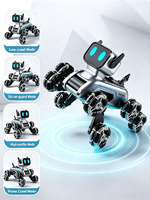 Robot chien acrobatique RC à 8 roues, double commande gestuelle et télécommande, lumières LED et musique, 18 minutes d'autonomie, cadeau pour garçons
