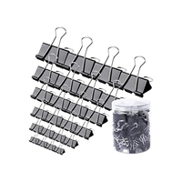 Pinces à papier noires extra larges, moyennes et petites, pour fournitures de bureau.