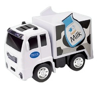 Mini camion à lait avec logo personnalisé Modèle réduit de camion jouet de dessin animé mignon avec autocollant personnalisé en plastique