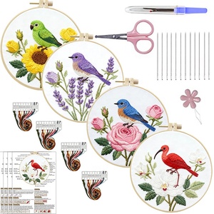 Kit de broderie artisanal en coton avec fils en polyester pour tableaux suspendus DIY, motifs floraux pour salon, travaux d'aiguille - Product Image 3