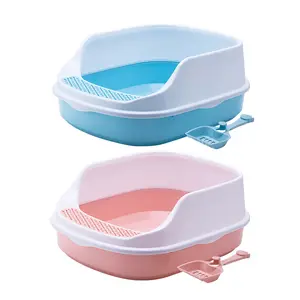 Cat Open Top Litter Box Pan Toilet Tray with Scooper Deep Litter Box Tray