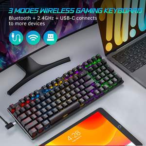 Wireless per giochi <span class=keywords><strong>Bluetooth</strong></span> Set di Mouse per tastiera meccanica tre modalità interruttore blu personalizzato 78 tasti tastiera per eSport - Product Image 3