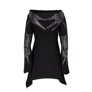 Sudadera Larga con Capucha Estilo Punk Gótico Unisex en Negro Oscuro, con Estampado de Vaca, para Otoño e Invierno, de Poliéster, para Disfraces de Halloween y Películas de Televisión - Product Image 3
