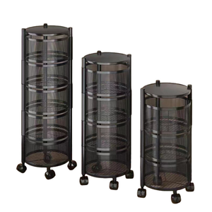 Beweglicher Küchen wagen Metall Obst Gemüse korb für die Küche Rotierendes Lager regal 3/4/5 Tier Rollwagen mit Deckel - Product Image 2