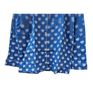 Ensemble de pyjama pour homme à manches longues imprimé bleu, tissu satiné 100% coton, vêtements de nuit décontractés, motif tissé, saison automne, cadeau pour elle - Product Image 5