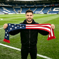 Écharpe de supporter de football des États-Unis 6*50 pouces, drapeau USA, bleu marine, rouge, blanc, accessoire pour supporter de football, jour de match au stade
