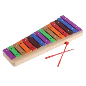 คุณภาพสูงขายร้อน 15 โทนสีโลหะ xylophone สําหรับของเล่นเพื่อการศึกษาเด็ก 2 ไม้ mallets xylophone