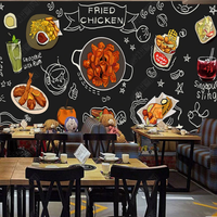 Desain Interior Kreatif Mural Dinding Pizza Kartun Gourmet Latar Belakang Restoran Cepat Saji Wallpaper 3D
