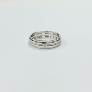 Anello di fidanzamento classico con zircone da laboratorio solitario con taglio brillante 925 con lunetta in argento placcato argento - Product Image 5