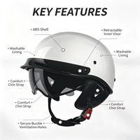 Casque demi-face rétro classique de style urbain avec visière rétractable dissimulée, en ABS, visière amovible, doublure amovible, à dégagement rapide, pour la plage