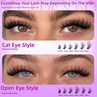 Cils artificiels transfrontaliers en cheveux synthétiques, style européen, américain et coréen, auto-adhésifs, effet œil de chat et œil de renard