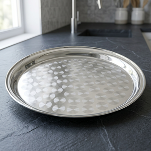Bandeja Redonda de Acero Inoxidable de Grado Alimenticio 202, Apilable, Resistente a la Oxidación, de 25 cm a 55 cm - Product Image 3