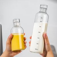 Portable réutilisable 500ml 1000ml Transparent logo personnalisé tasse à boire marqueur de temps bouteille d'eau en verre verres de qualité supérieure
