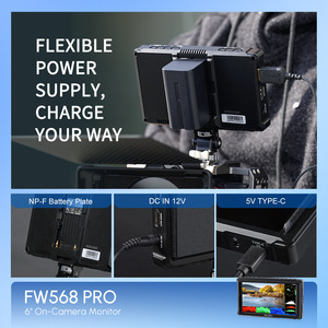 FEELWORLD FW568 PRO Moniteur DSLR pour appareil photo 6 pouces 1200nit HighBrigt 4K HDMI 60Hz Moniteur de caméra externe de conception mince - Product Image 5